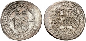 NÜRNBERG. - Stadt. 
Kipper-10 Kreuzer 1622, mit Titel Ferdinand II. Kellner 190b, Slg. Erl. 476 f. ss
