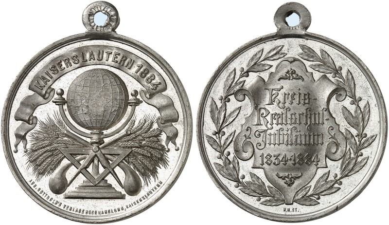 PFÄLZISCHE STADTE. Kaiserslautern. 
Tragbare Zinnmedaille 1884 (von A. Gotthold...