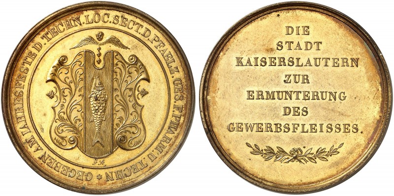 PFÄLZISCHE STADTE. Kaiserslautern. 
Vergoldete Bronzemedaille o. J. (von J. Sti...