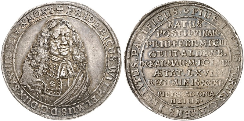 SACHSEN - ALTENBURG. Friedrich Wilhelm II., 1639-1669. 
Taler 1669, Saalfeld, a...