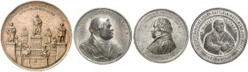 MISCELLANEA. 
Lot von 5 Stück: Zinnmedaille Sachsen 1817 (von Höckner, 48,9 mm), 300-Jahrfeier Worms, Zinnmedaille 1868 (von Assmann, 46,5 mm), tragb...