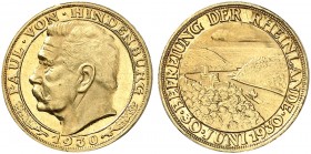PERSONEN. Hindenburg, Paul von Beneckendorff und von, 1847-1934, Deutscher Reichspräsident. 
Goldmedaille 1930 (von J. Bernhart, 19,6 mm, 3,0 g), auf...