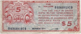 AUSLAND. USA. Military Payment Certificates. 
Lot von 19 Scheinen: 5 Cents (4x), 10 Cents (4x), 25 Cents (2x), 50 Cents, 1 Dollar (3x), 5 Dollars, 10...