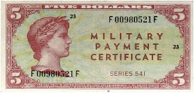 AUSLAND. USA. Military Payment Certificates. 
5 Dollars, Serie 541 (1958). Pi. M 41 gebraucht