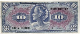 AUSLAND. USA. Military Payment Certificates. 
Lot von 9 Scheinen: 5, 25, 50 Cents, 3 x 1 Dollar (stark gebraucht + f. kassenfrisch), 2 x 5 Dollars (l...