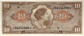 AUSLAND. USA. Military Payment Certificates. 
Lot von 19 Scheinen: 5 Cents (3x), 10 Cents (4x), 25 Cents (3x), 50 Cents, 1 Dollar, 5 Dollars (2x), 10...