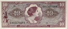 AUSLAND. USA. Military Payment Certificates. 
Lot von 5 Scheinen: 1 Dollar, 5 (3x), 10 Dollars, Serie 651 (1969). Pi. M 72 E, 73, 74 f. kassenfrisch