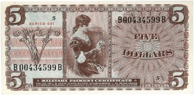 AUSLAND. USA. Military Payment Certificates. 
Lot von 16 Scheinen: 5 Cents (4x), 10 Cents (3x), 25 Cents, 50 Cents, 1 Dollar (2x), 5 Dollars (3x), 10...