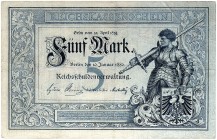 DEUTSCHLAND. KAISERREICH. 
5 Mark 10. 1. 1882, Serie Q Ros. 6, Gra. Deu-48 gebraucht