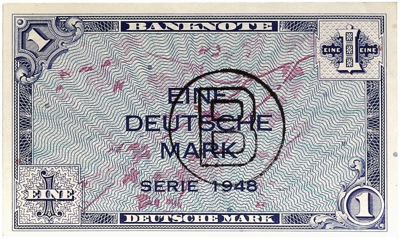 DEUTSCHLAND. BUNDESREPUBLIK DEUTSCHLAND. 
Lot von 4 Scheinen: 1 Deutsche Mark 1...