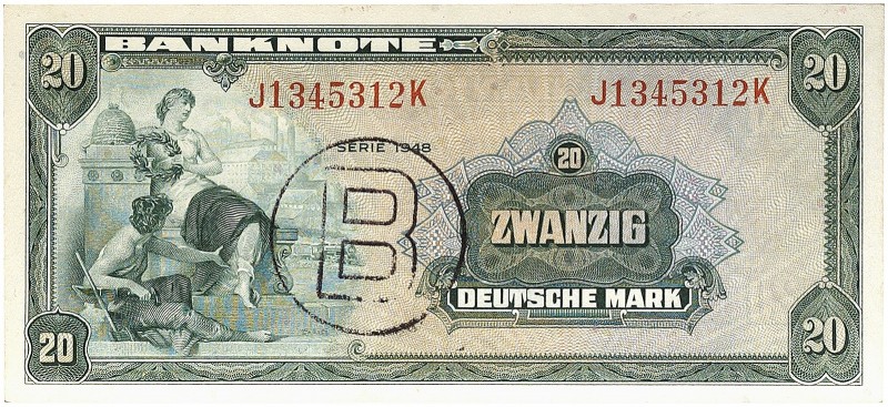 DEUTSCHLAND. BUNDESREPUBLIK DEUTSCHLAND. 
Lot von 32 Scheinen: 20 Deutsche Mark...