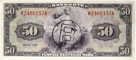 DEUTSCHLAND. BUNDESREPUBLIK DEUTSCHLAND. 
Lot von 15 Scheinen: 50 Deutsche Mark Serie 1948, mit „B“ Stempel. Ros. 243a, Gra. WBZ-19a stärker gebrauch...