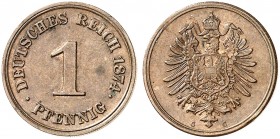 J. 1, EPA 1 
1 Pfennig 1874 G. kl. Kr., vz