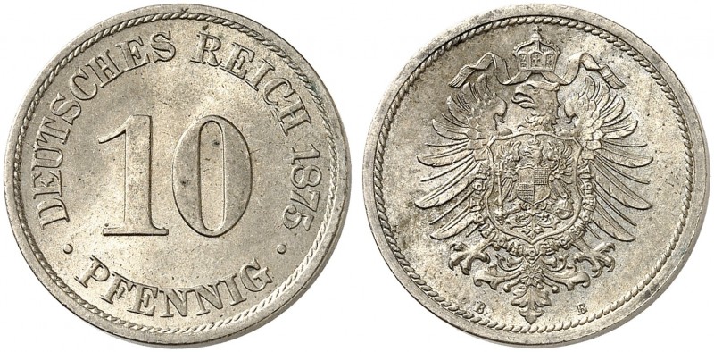 J. 4, EPA 27 
10 Pfennig 1875 B. in dieser Erhaltung äußerst selten ! St