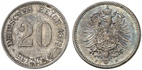J. 5, EPA 40 
20 Pfennig 1873 B. schöne Patina, vz+