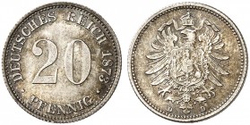 J. 5, EPA 40 
20 Pfennig 1873 D. schöne Patina, St