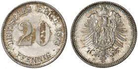 J. 5, EPA 40 
20 Pfennig 1873 F. Prachtexemplar ! EA, St