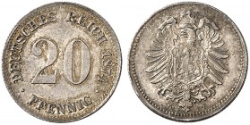 J. 5, EPA 40 
20 Pfennig 1874 G. schöne Patina, St