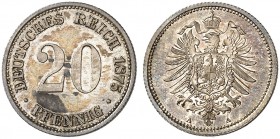 J. 5, EPA 40 
20 Pfennig 1875 A. schöne Patina, vz - St