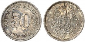 J. 7, EPA 44 
50 Pfennig 1875 B. schöne Patina, St