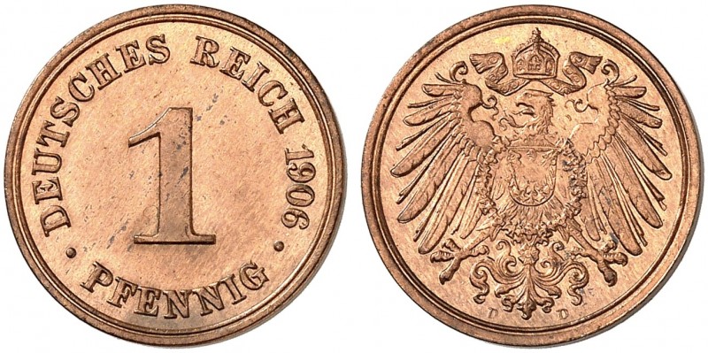 J. 10, EPA 2 
1 Pfennig 1906 D. in dieser Erhaltung sehr selten ! PP