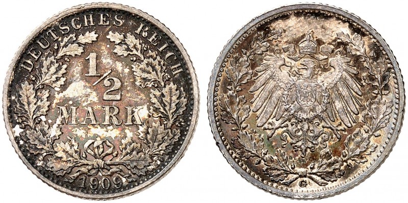 J. 16, EPA 47 
1/2 Mark 1909 G. schöne Patina, St