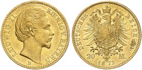 BAYERN. Ludwig II., 1864-1886. J. 194, EPA 20/8 
20 Mark 1872. vz