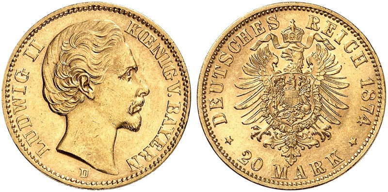 BAYERN. J. 197, EPA 20/9 
20 Mark 1874. vz / f. St