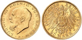 BAYERN. Ludwig III., 1913-1918. J. 202, EPA 20/11 
20 Mark 1914. vz - St