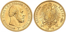 MECKLENBURG - SCHWERIN. Friedrich Franz II., 1842-1883. J. 230, EPA 20/22 
20 Mark 1872. vz