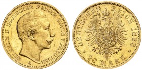 PREUSSEN. Wilhelm II., 1888-1918. J. 250, EPA 20/34 
20 Mark 1888. vz