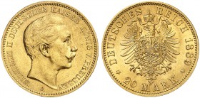 PREUSSEN. Wilhelm II., 1888-1918. J. 250, EPA 20/34 
20 Mark 1889. vz - St
