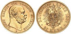 SACHSEN - ALTENBURG. Ernst, 1853-1908. J. 269, EPA 20/46 
20 Mark 1887. vz - St