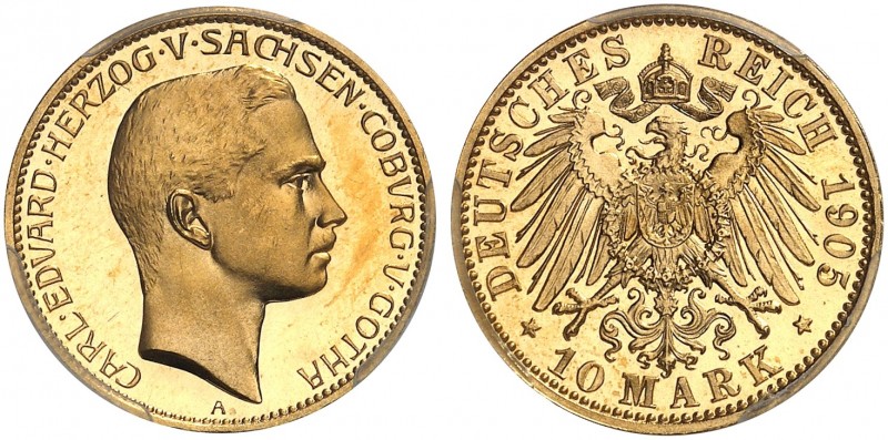 SACHSEN - COBURG - GOTHA. Carl Eduard, 1900-1918. J. 273, EPA 10/48 
10 Mark 19...