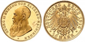 SACHSEN - MEININGEN. J. 280, EPA 10/50 
10 Mark 1914. der seltenste Jahrgang ! EA, f. St