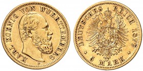 WÜRTTEMBERG. Karl, 1864-1891. J. 291, EPA 5/86 
5 Mark 1877. ss