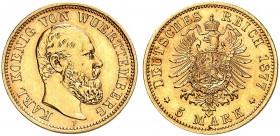 WÜRTTEMBERG. Karl, 1864-1891. J. 291, EPA 5/86 
Ein drittes Exemplar. vz