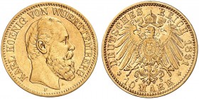 WÜRTTEMBERG. J. 294, EPA 10/54 
10 Mark 1891. der seltenste Jahrgang ! ss