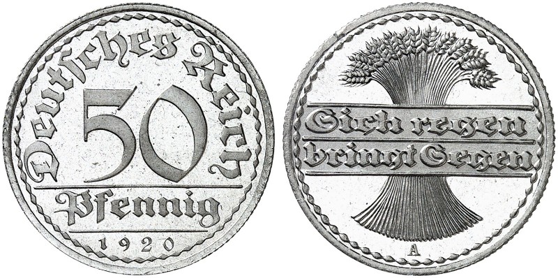 ERSATZ - UND INFLATIONSMÜNZEN 1919 - 1923. J. 301, EPA 48 
50 Pfennig 1920 A. P...