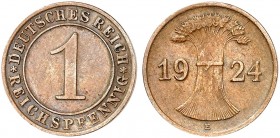 KURS - UND GEDENKMÜNZEN. J. 313, EPA 5 
1 Reichspfennig 1924 E. R ! ss