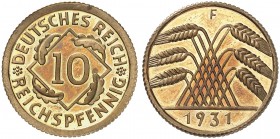 KURS - UND GEDENKMÜNZEN. J. 317, EPA 33 
10 Reichspfennig 1931 F. PP