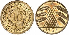 KURS - UND GEDENKMÜNZEN. J. 317, EPA 33 
10 Reichspfennig 1932 F. PP