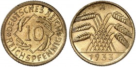 KURS - UND GEDENKMÜNZEN. J. 317, EPA 33 
10 Reichspfennig 1933 A. St