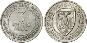 KURS - UND GEDENKMÜNZEN. J. 323, EPA 3/43 
3 RM 1926 A, Lübeck. f. St