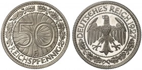 KURS - UND GEDENKMÜNZEN. J. 324, EPA 51 
50 Reichspfennig 1927 F. PP