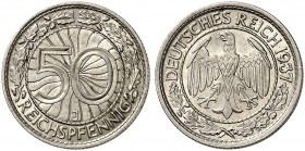 KURS - UND GEDENKMÜNZEN. J. 324, EPA 51 
50 Reichspfennig 1937 J. R ! vz - St
