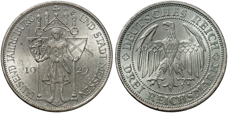 KURS - UND GEDENKMÜNZEN. J. 338, EPA 3/53 
3 RM 1929 E, Meissen. winz. Rdf., vz...