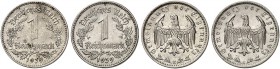 J. 354, EPA 59 
Lot von 2 Stück: 1 RM 1939 E, G. R ! ss, vz