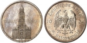 J. 356, EPA 5/72 
5 RM 1934 A, Garnisonkirche Pots­dam mit Datum, . winz. Kr., PP