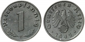 J. 369, EPA 7 
1 Reichspfennig 1945 E. R ! kl. Kr., vz